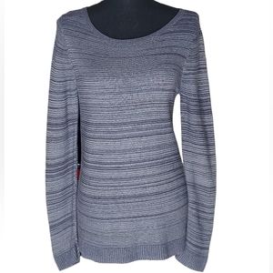 Ann Taylor Factory Size Medium Gray Striped Knit Top